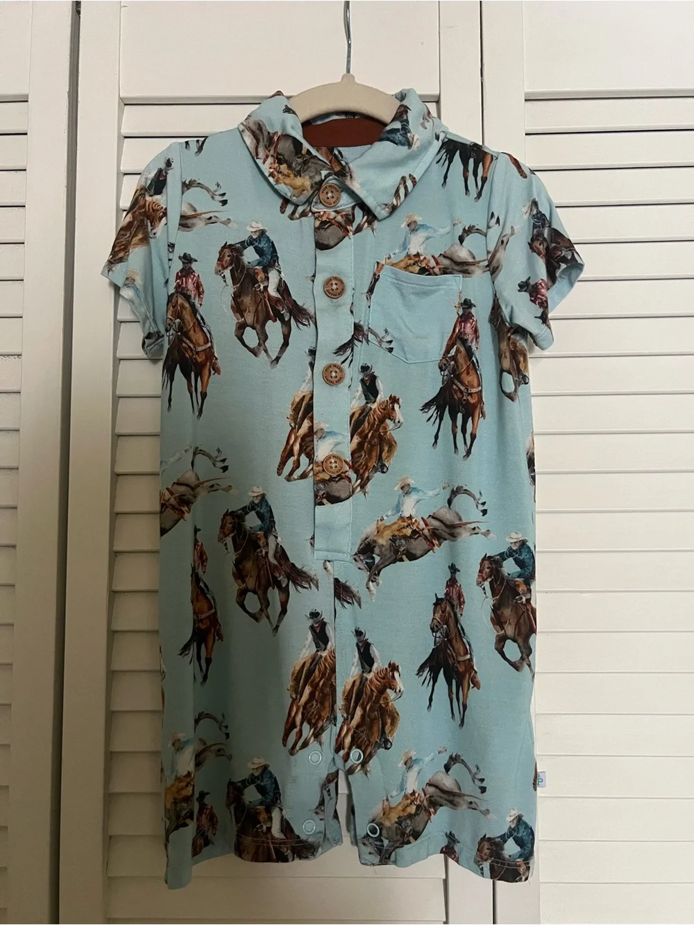 Posh Peanut Light Blue Western Rodeo Button-Front Shirt